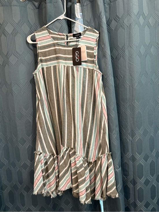 Gigio Dresses & Skirts - Gigio USA Striped Boho Sleeveless Dress with Ruffled Frayed Hem